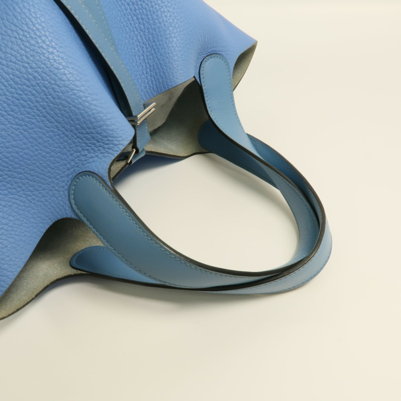 HERMES 【Hermes Fair】Clemence皮革Picotin MM銀扣手挽袋Bleu Paradis/Bleu Jean-7