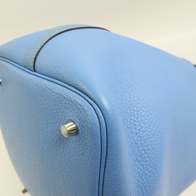 HERMES 【Hermes Fair】Clemence皮革Picotin MM銀扣手挽袋Bleu Paradis/Bleu Jean-8