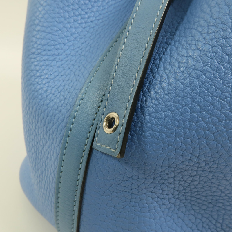 HERMES 【Hermes Fair】Clemence皮革Picotin MM銀扣手挽袋Bleu Paradis/Bleu Jean-13