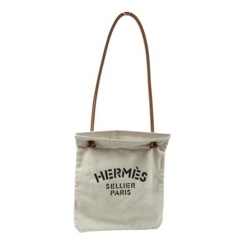 HERMES 【Hermes Fair】帆布/Swift皮革Aline銀扣肩背袋