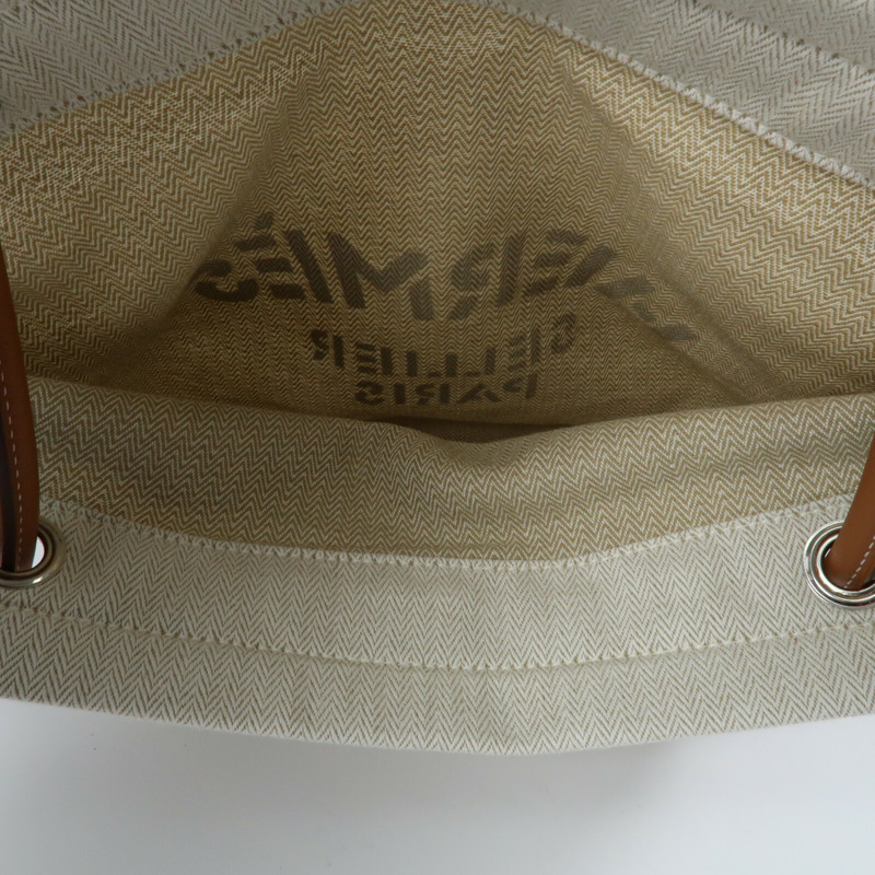 HERMES 【Hermes Fair】帆布/Swift皮革Aline銀扣肩背袋-11