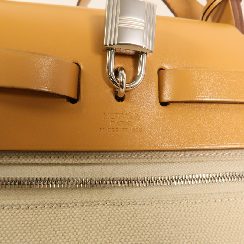 HERMES 【Hermes Fair】帆布Herbag PM銀扣手挽肩背兩用袋Beton-5