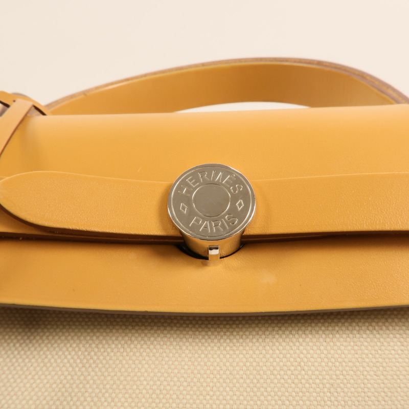 HERMES 【Hermes Fair】帆布Herbag PM銀扣手挽肩背兩用袋Beton-8