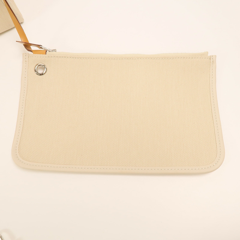 HERMES 【Hermes Fair】帆布Herbag PM銀扣手挽肩背兩用袋Beton-12