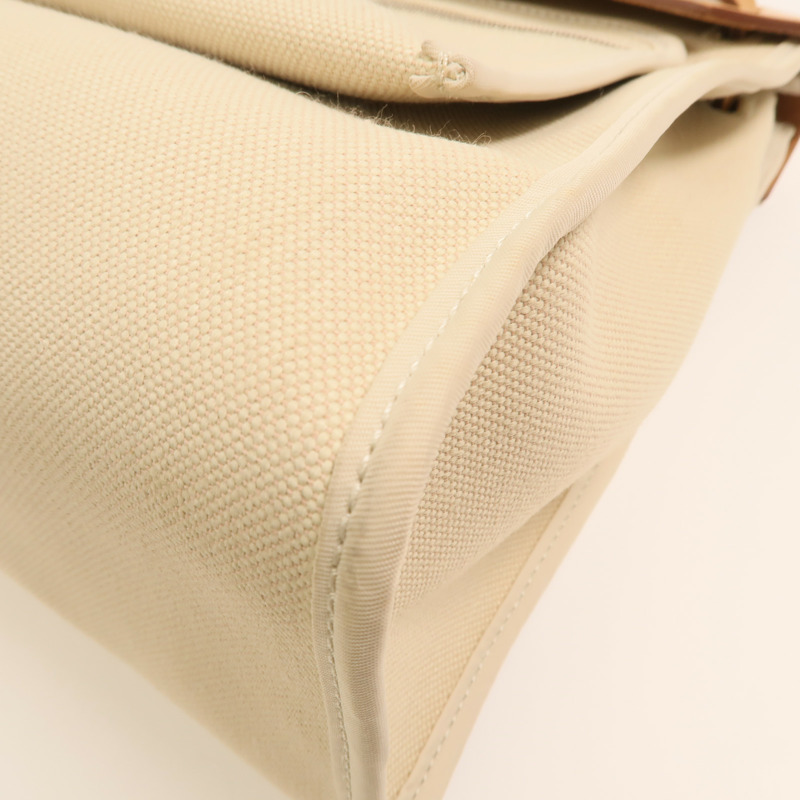 HERMES 【Hermes Fair】帆布Herbag PM銀扣手挽肩背兩用袋Beton-15