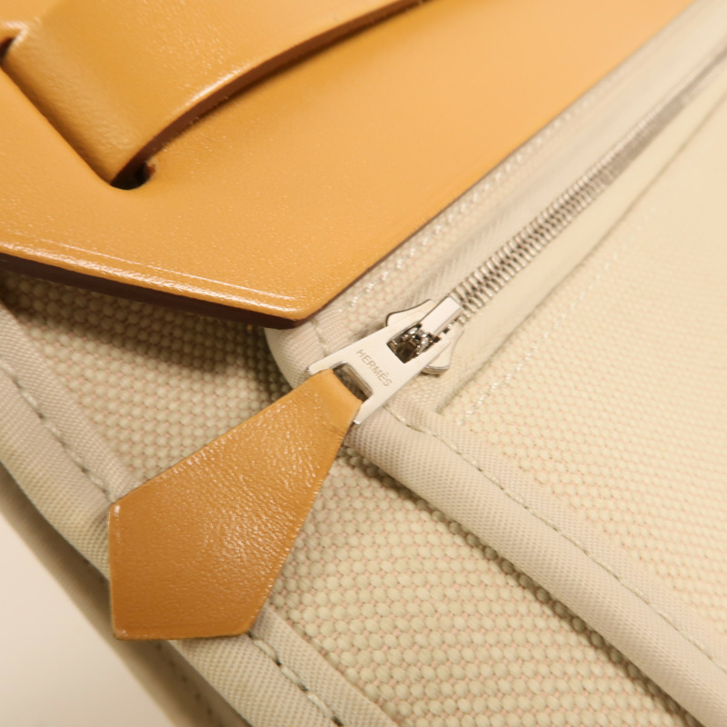 HERMES 【Hermes Fair】帆布Herbag PM銀扣手挽肩背兩用袋Beton-17