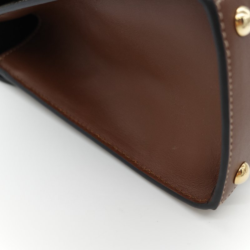 Gucci 古馳 Padlock 經典棕色 GG Supreme帆布 黑白雙色小牛皮 金屬鎖扣 頂部手提斜背兩用包-10