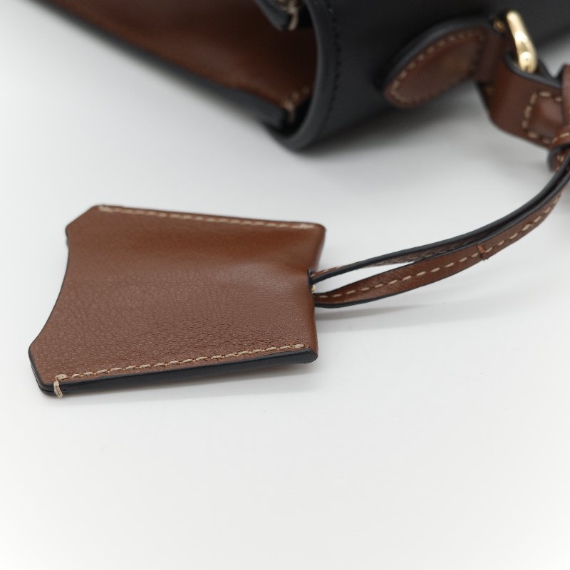 Gucci 古馳 Padlock 經典棕色 GG Supreme帆布 黑白雙色小牛皮 金屬鎖扣 頂部手提斜背兩用包-13