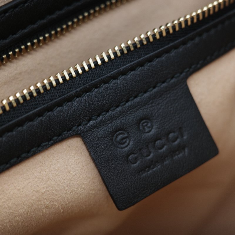 Gucci 古馳 Padlock 經典棕色 GG Supreme帆布 黑白雙色小牛皮 金屬鎖扣 頂部手提斜背兩用包-25