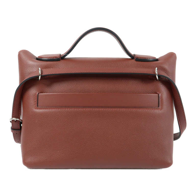 HERMES 【Hermes Fair】Evercolor皮革24/24 Mini銀扣手挽肩背兩用袋Rougeh-1