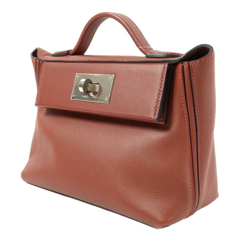 HERMES 【Hermes Fair】Evercolor皮革24/24 Mini銀扣手挽肩背兩用袋Rougeh-2