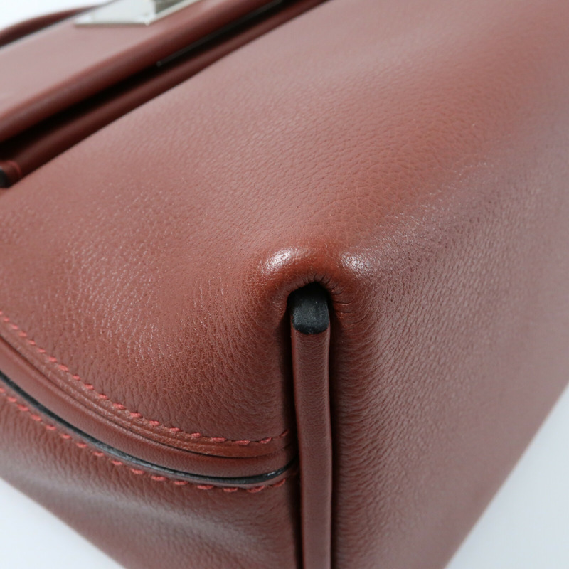 HERMES 【Hermes Fair】Evercolor皮革24/24 Mini銀扣手挽肩背兩用袋Rougeh-4
