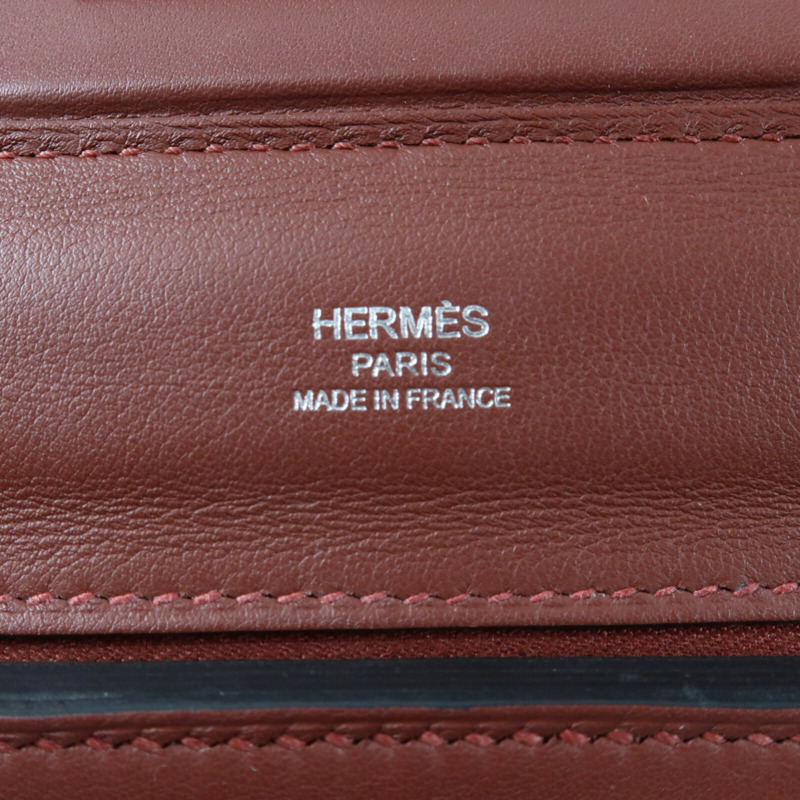 HERMES 【Hermes Fair】Evercolor皮革24/24 Mini銀扣手挽肩背兩用袋Rougeh-10