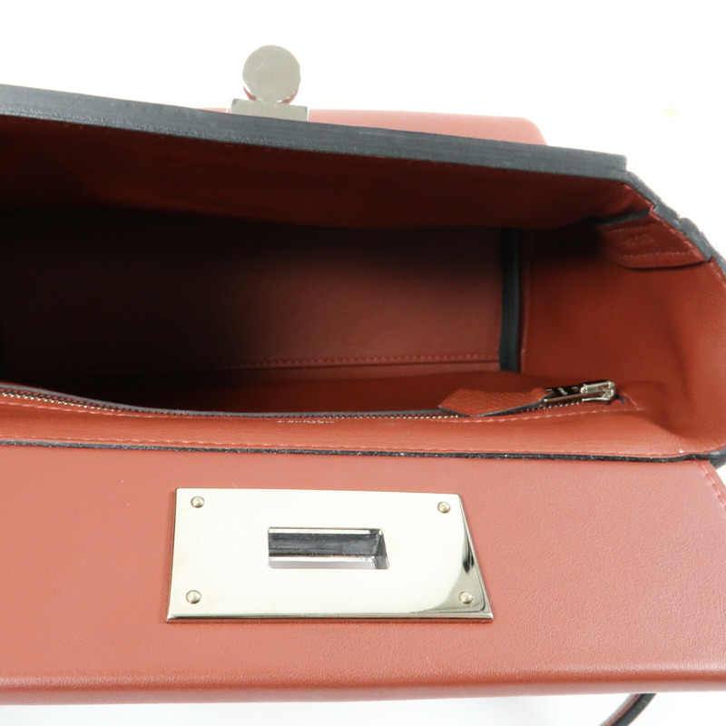 HERMES 【Hermes Fair】Evercolor皮革24/24 Mini銀扣手挽肩背兩用袋Rougeh-11