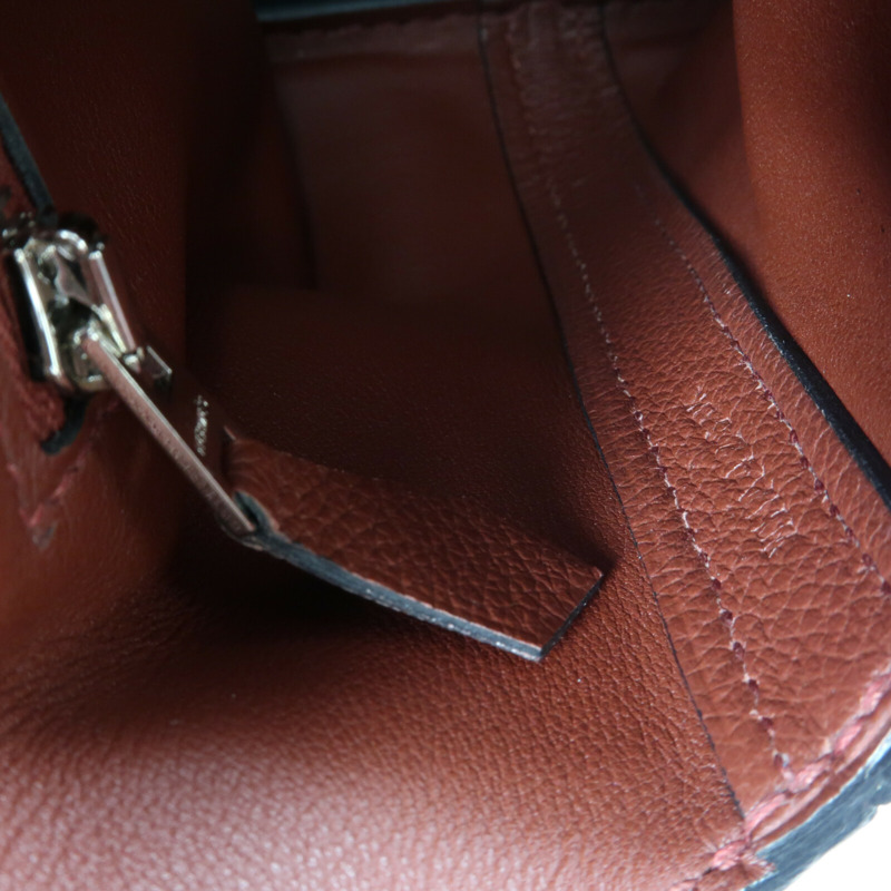 HERMES 【Hermes Fair】Evercolor皮革24/24 Mini銀扣手挽肩背兩用袋Rougeh-12