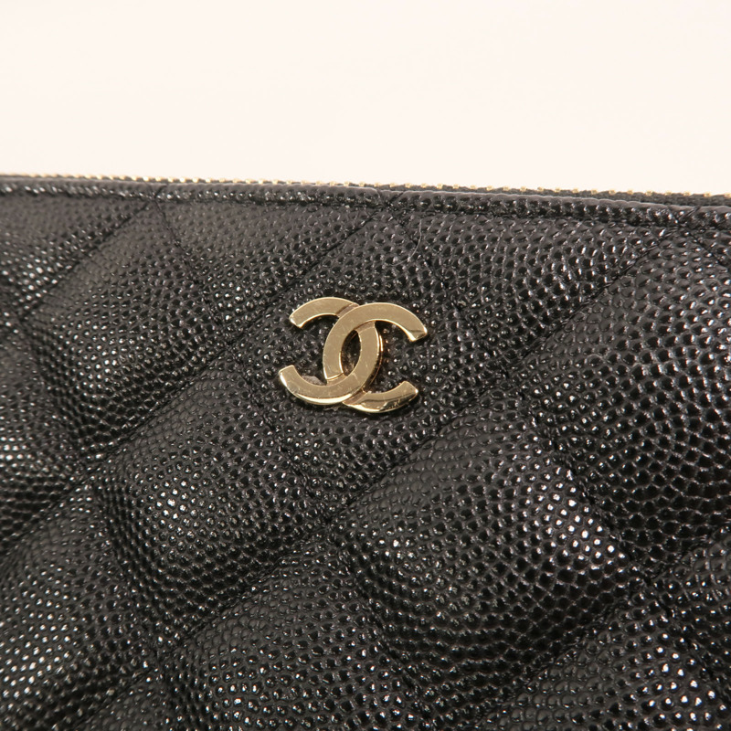 CHANEL 牛皮皮革Double Zip Clutch金扣鏈帶肩背袋-9