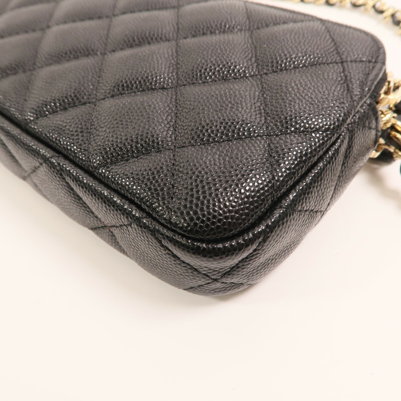 CHANEL 牛皮皮革Double Zip Clutch金扣鏈帶肩背袋-13