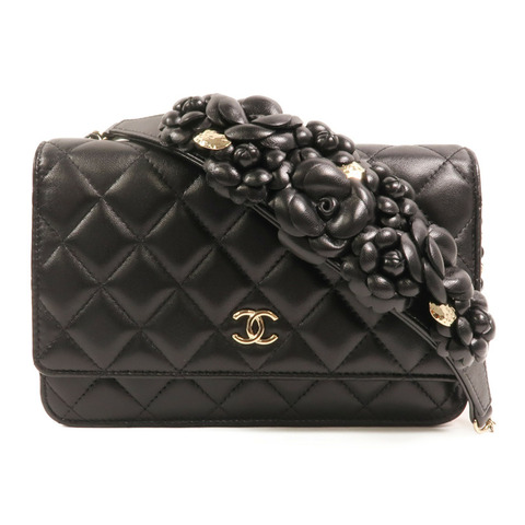 CHANEL 羊皮皮革Wallet On Chain金扣鏈帶肩背袋