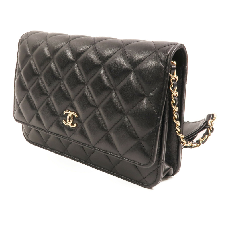 CHANEL 羊皮皮革Wallet On Chain金扣鏈帶肩背袋-2