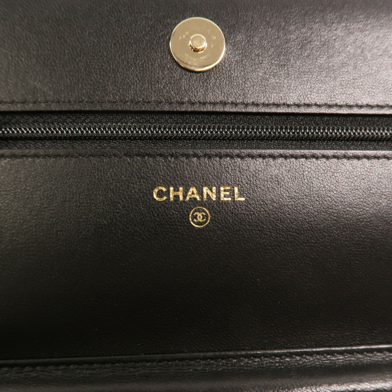 CHANEL 羊皮皮革Wallet On Chain金扣鏈帶肩背袋-7