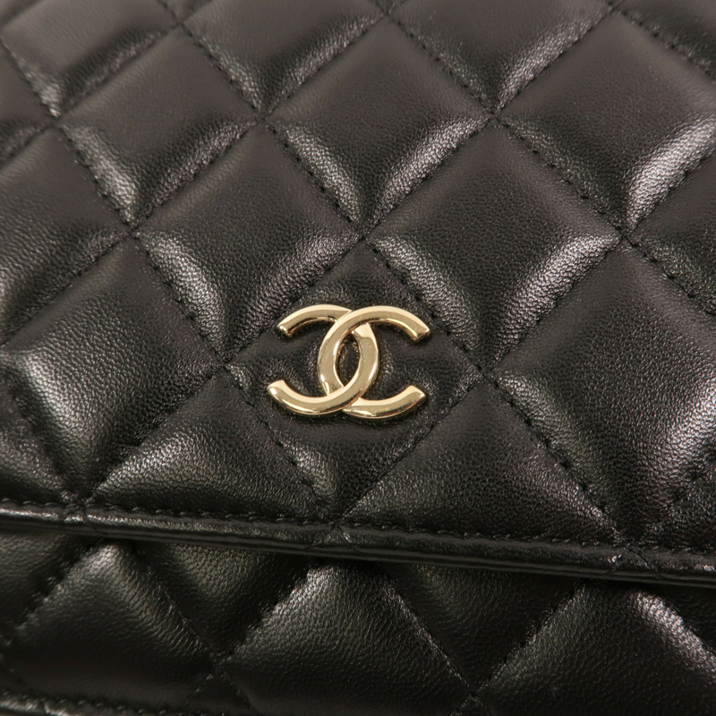 CHANEL 羊皮皮革Wallet On Chain金扣鏈帶肩背袋-9