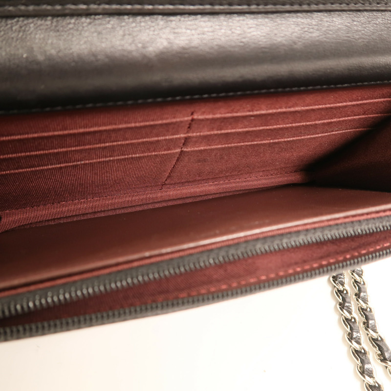 CHANEL 羊皮皮革WOC Wallet On Chain銀扣鏈帶肩背袋-4