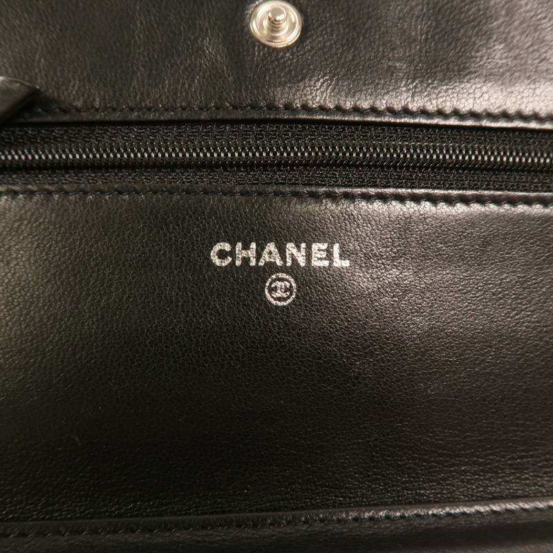 CHANEL 羊皮皮革WOC Wallet On Chain銀扣鏈帶肩背袋-5