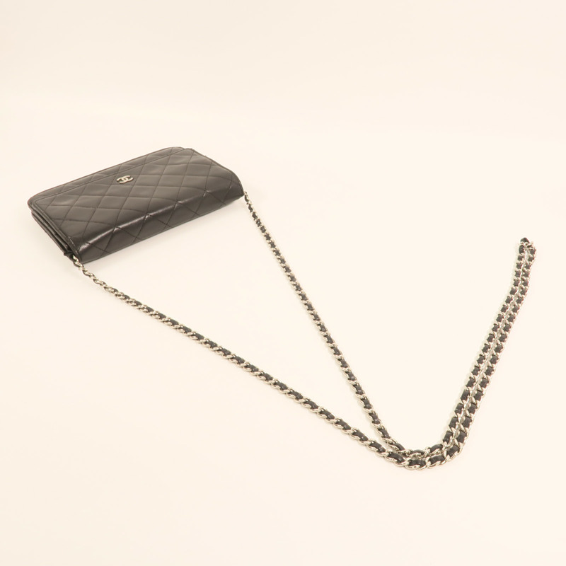 CHANEL 羊皮皮革WOC Wallet On Chain銀扣鏈帶肩背袋-8