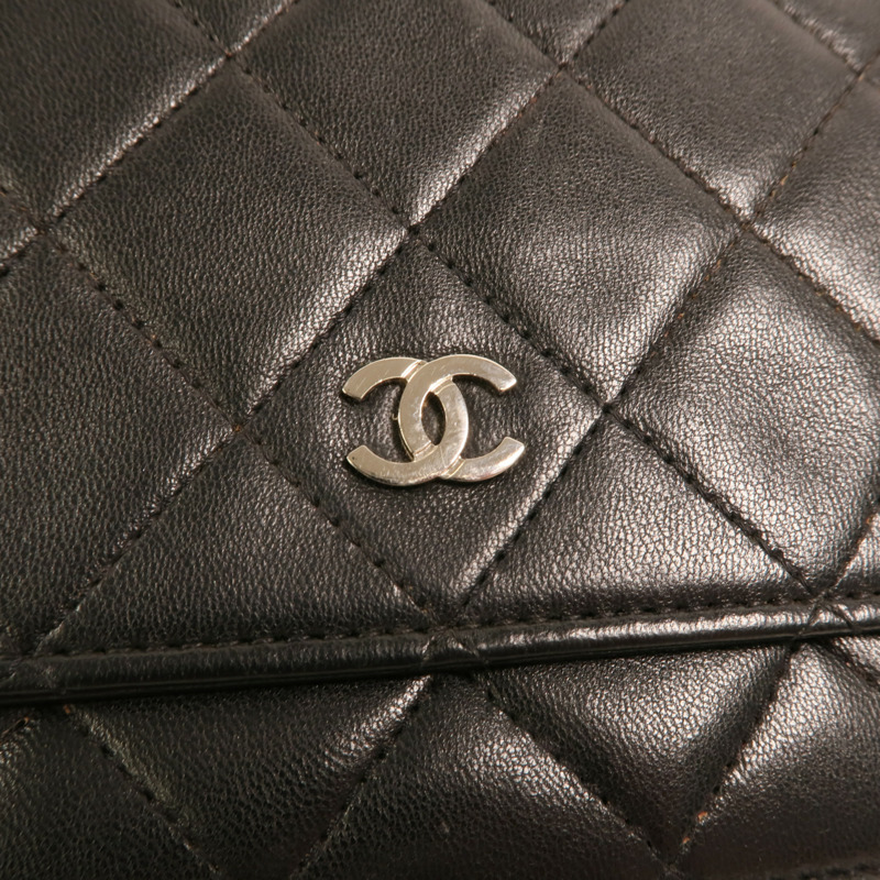 CHANEL 羊皮皮革WOC Wallet On Chain銀扣鏈帶肩背袋-9