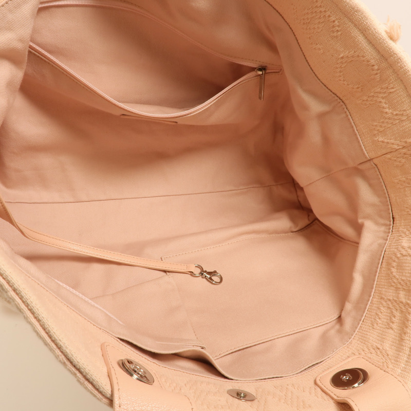 CHANEL 帆布Deauville Tote Bag銀扣手挽肩背兩用袋-4