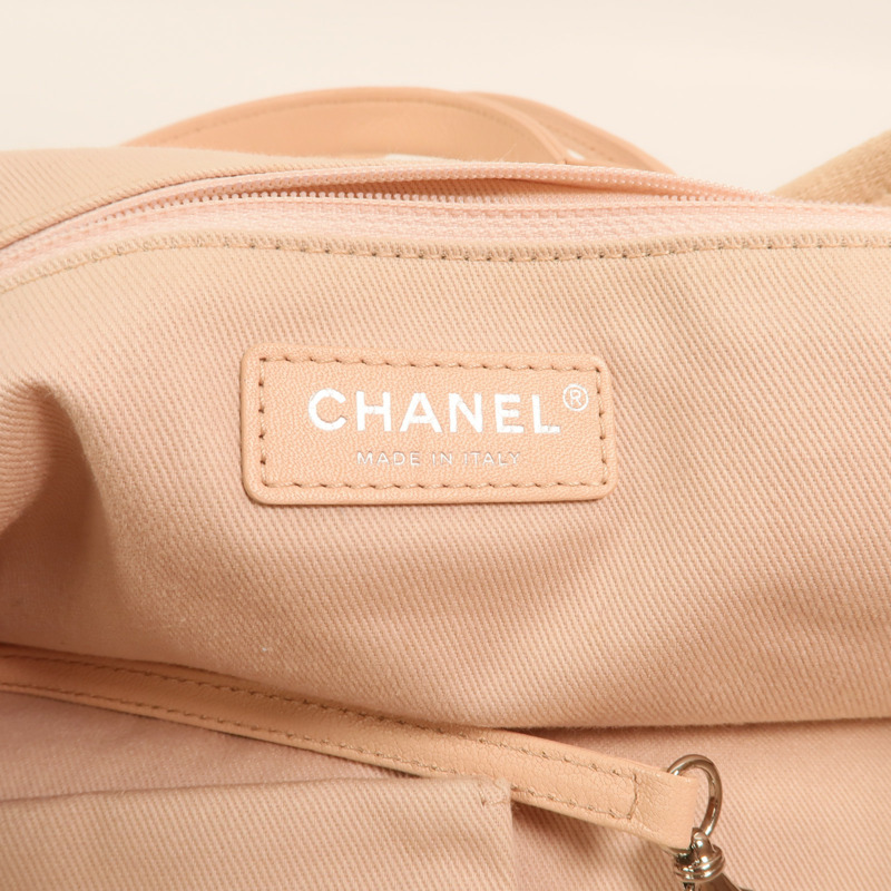 CHANEL 帆布Deauville Tote Bag銀扣手挽肩背兩用袋-5
