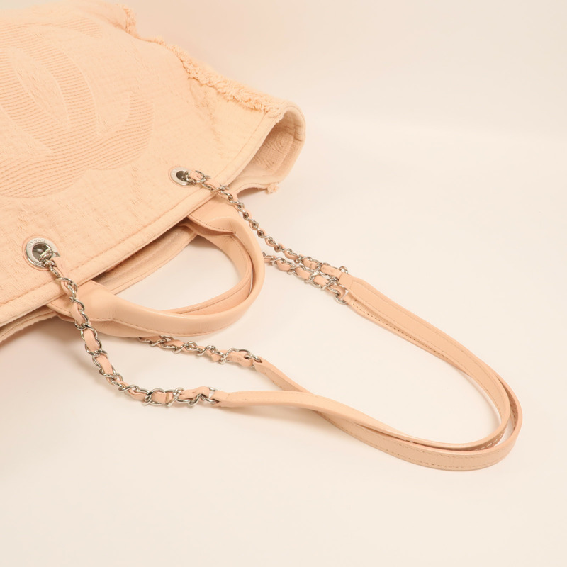 CHANEL 帆布Deauville Tote Bag銀扣手挽肩背兩用袋-7