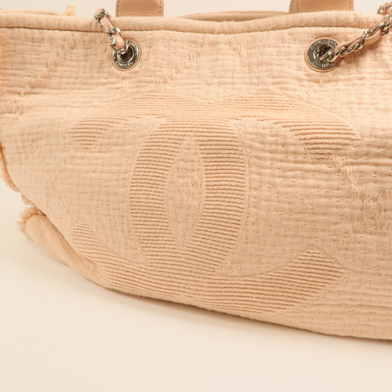 CHANEL 帆布Deauville Tote Bag銀扣手挽肩背兩用袋-8