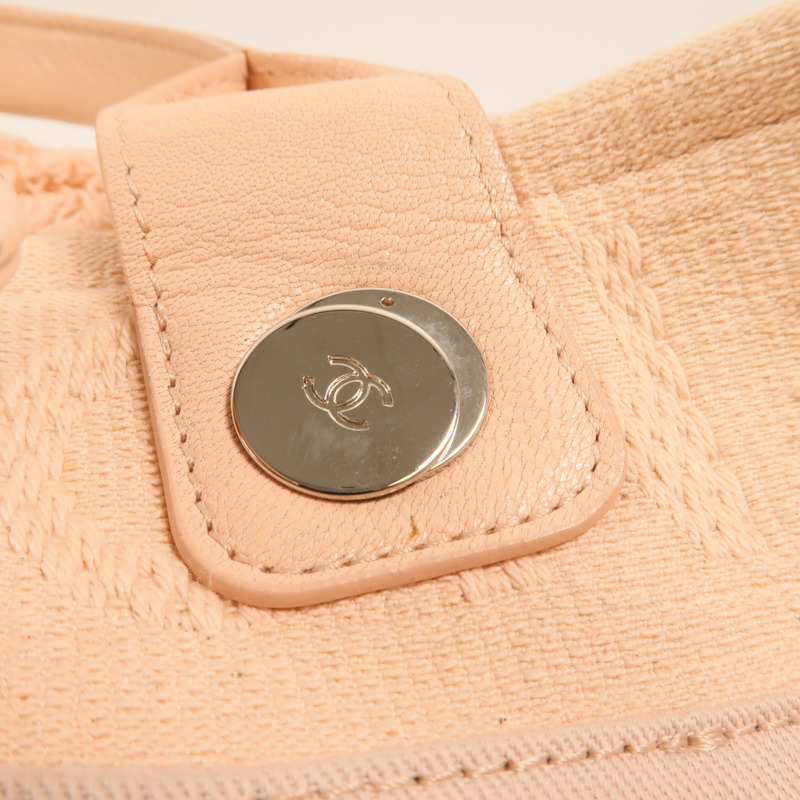 CHANEL 帆布Deauville Tote Bag銀扣手挽肩背兩用袋-16