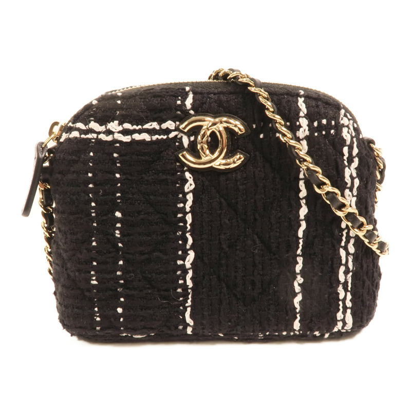 CHANEL 粗花呢Mini Clutch With Chain Bag金扣鏈帶肩背袋-0