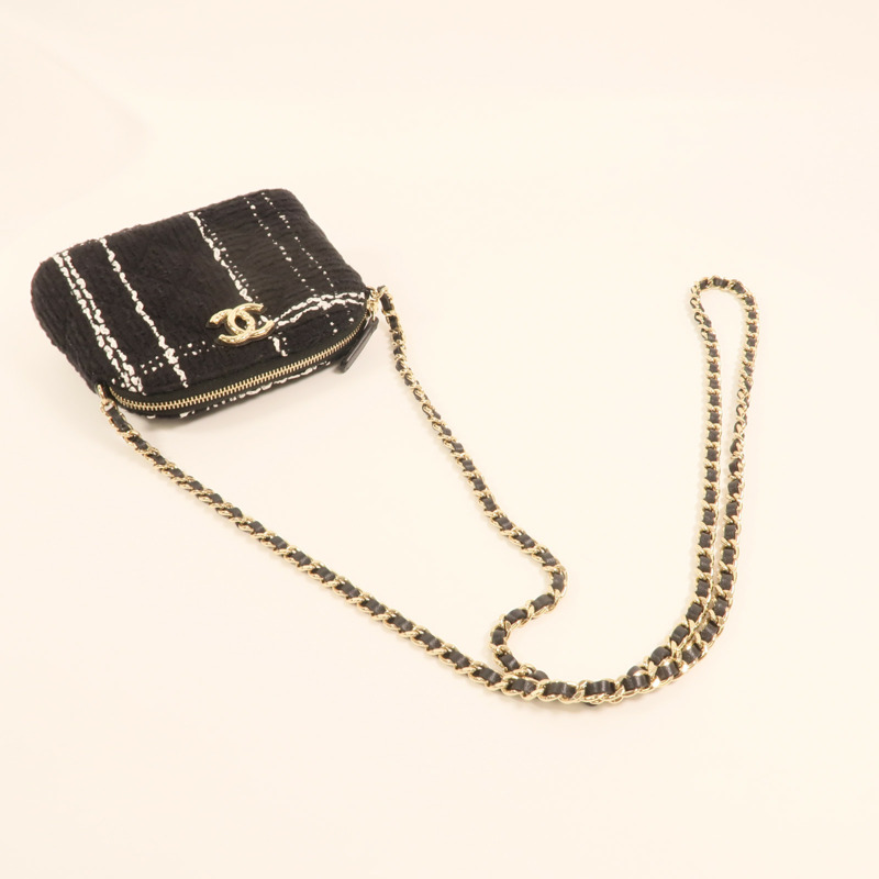 CHANEL 粗花呢Mini Clutch With Chain Bag金扣鏈帶肩背袋-8