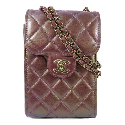 CHANEL 羊皮皮革Phone Case金扣鏈帶肩背袋