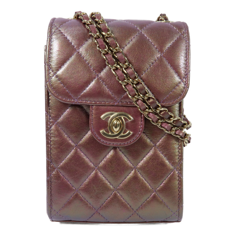 CHANEL 羊皮皮革Phone Case金扣鏈帶肩背袋-0