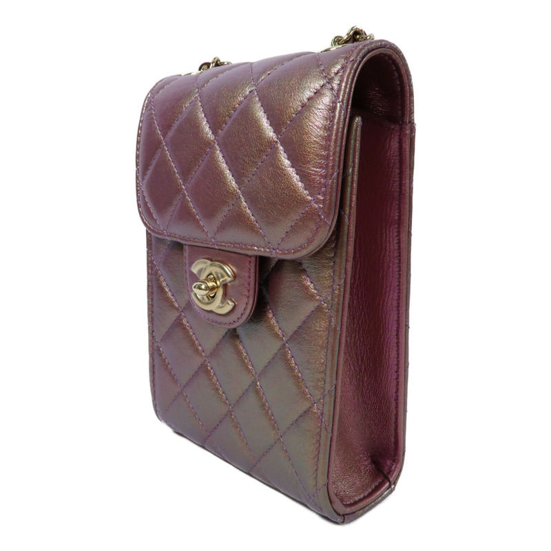 CHANEL 羊皮皮革Phone Case金扣鏈帶肩背袋-2