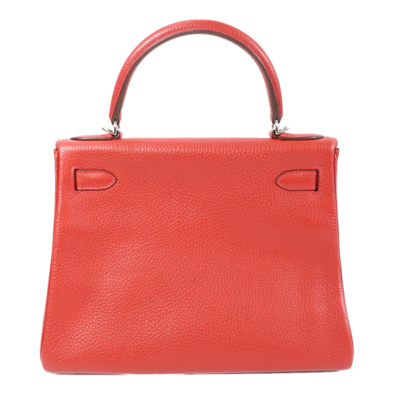 HERMES 【Hermes Fair】Togo皮革Kelly 28銀扣手挽肩背兩用袋Rouge Casaque-1