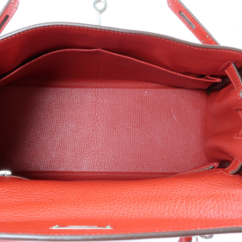 HERMES 【Hermes Fair】Togo皮革Kelly 28銀扣手挽肩背兩用袋Rouge Casaque-4