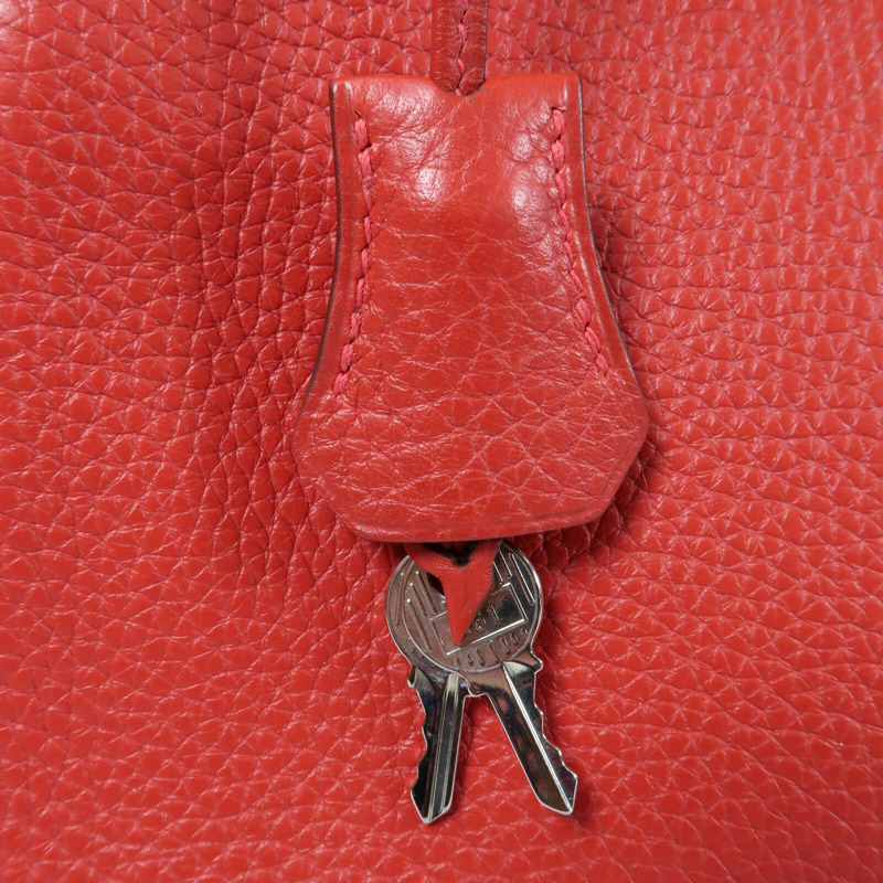 HERMES 【Hermes Fair】Togo皮革Kelly 28銀扣手挽肩背兩用袋Rouge Casaque-6