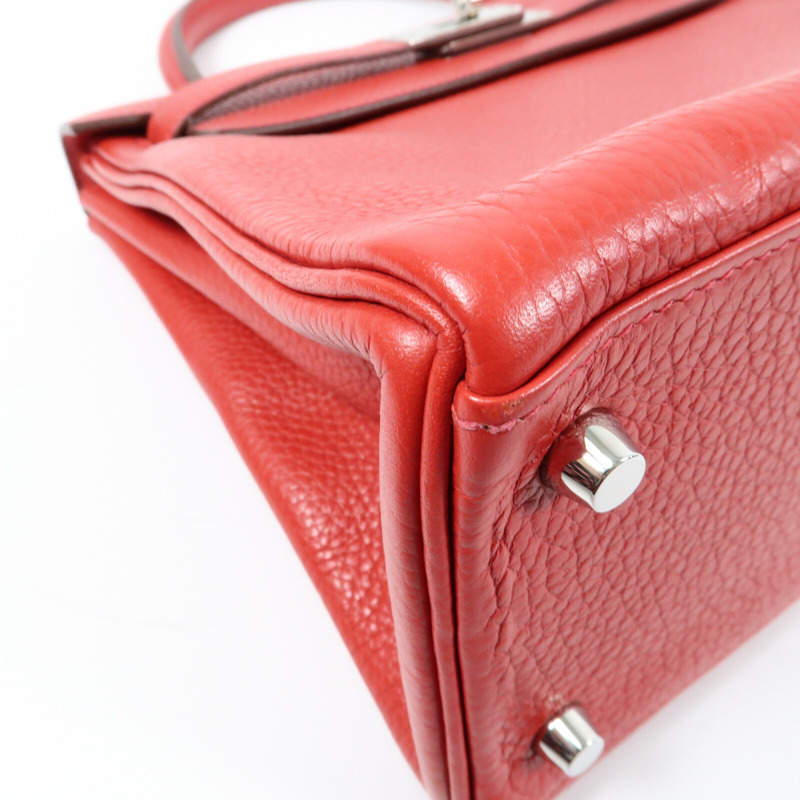 HERMES 【Hermes Fair】Togo皮革Kelly 28銀扣手挽肩背兩用袋Rouge Casaque-8