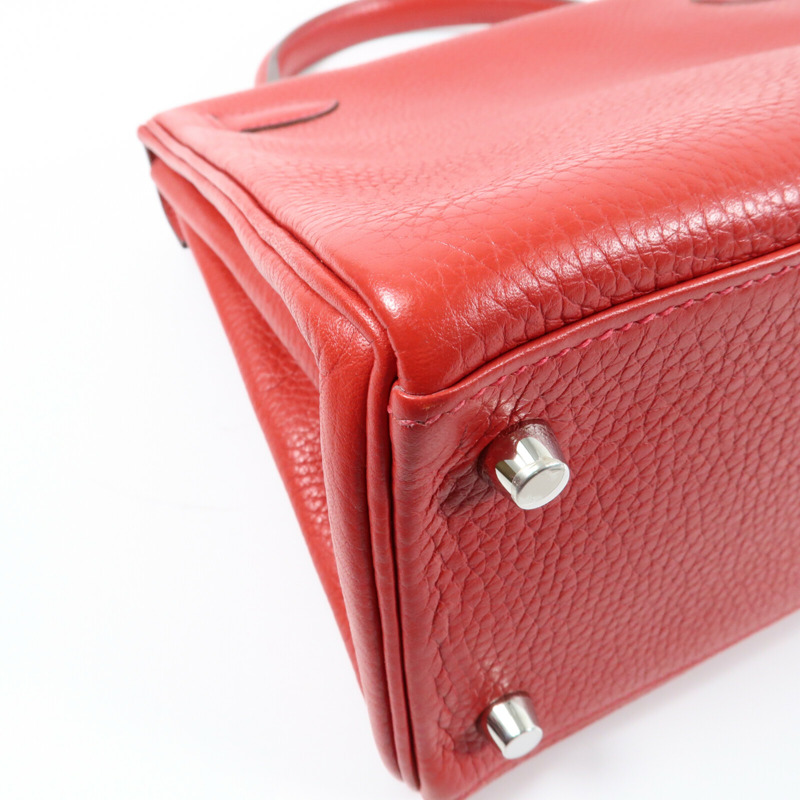 HERMES 【Hermes Fair】Togo皮革Kelly 28銀扣手挽肩背兩用袋Rouge Casaque-10
