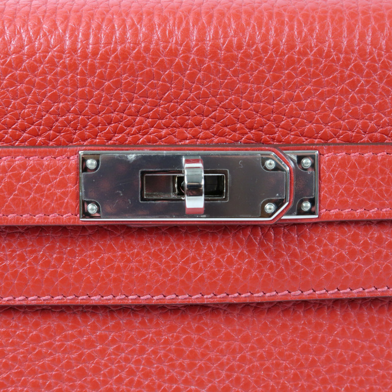 HERMES 【Hermes Fair】Togo皮革Kelly 28銀扣手挽肩背兩用袋Rouge Casaque-12