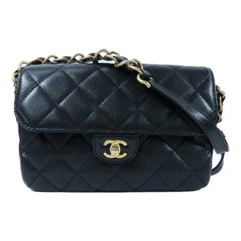 CHANEL 牛皮皮革Chain Shoulder金扣鏈帶肩背袋