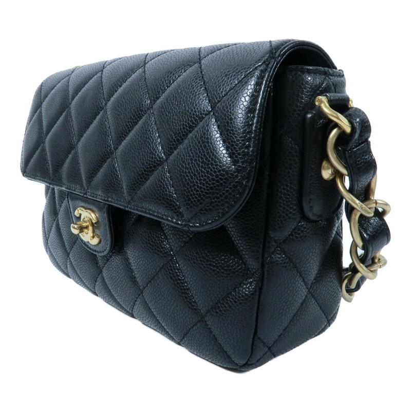 CHANEL 牛皮皮革Chain Shoulder金扣鏈帶肩背袋-2