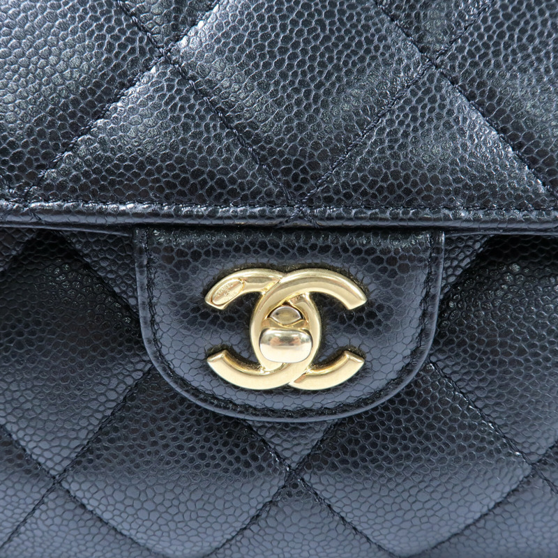 CHANEL 牛皮皮革Chain Shoulder金扣鏈帶肩背袋-11