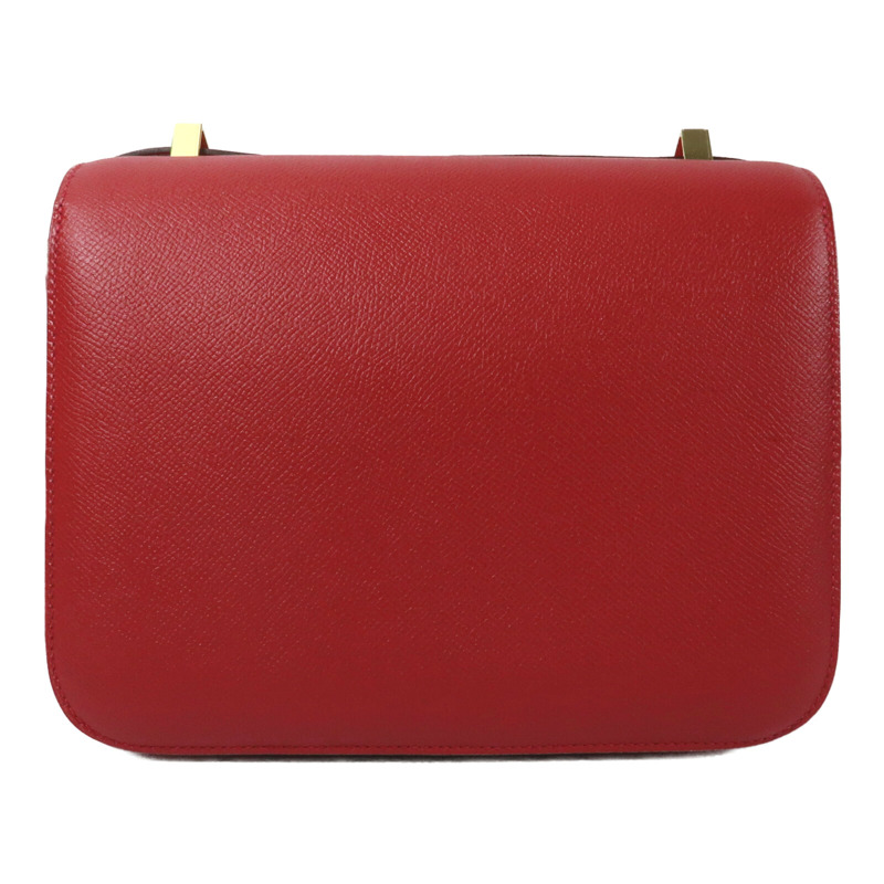 HERMES 【Hermes Fair】Epsom皮革Constance 24金扣肩背袋Rouge Casaque-1