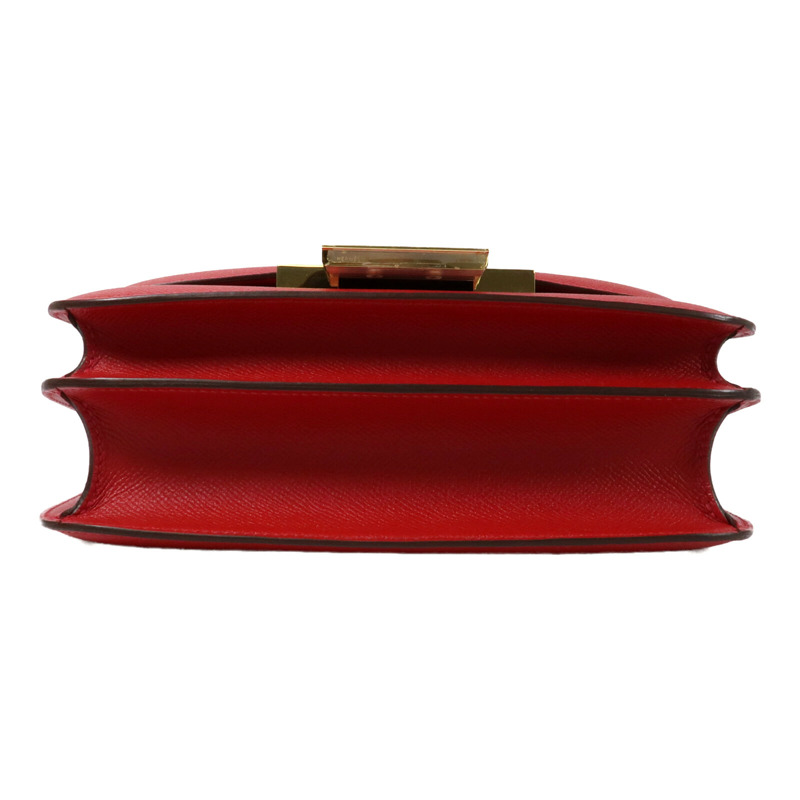 HERMES 【Hermes Fair】Epsom皮革Constance 24金扣肩背袋Rouge Casaque-3